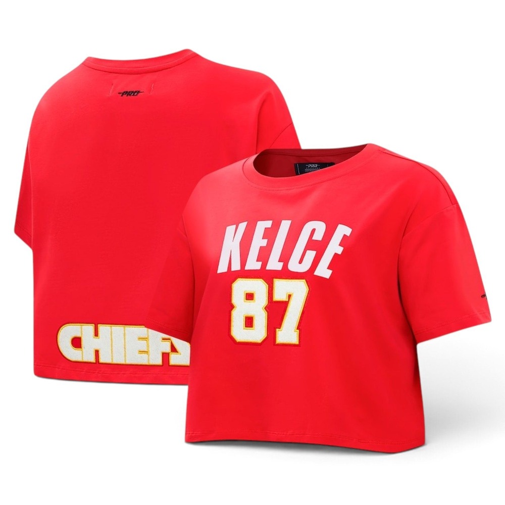 Travis Kelce Kansas City Chiefs Cropped T-Shirt Womens XL Red Pro Standard NEW
